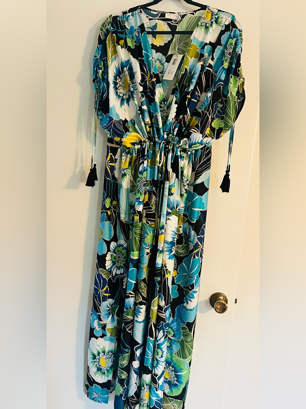 Johnny Was Turquoise, Teal & Green Floral Dress